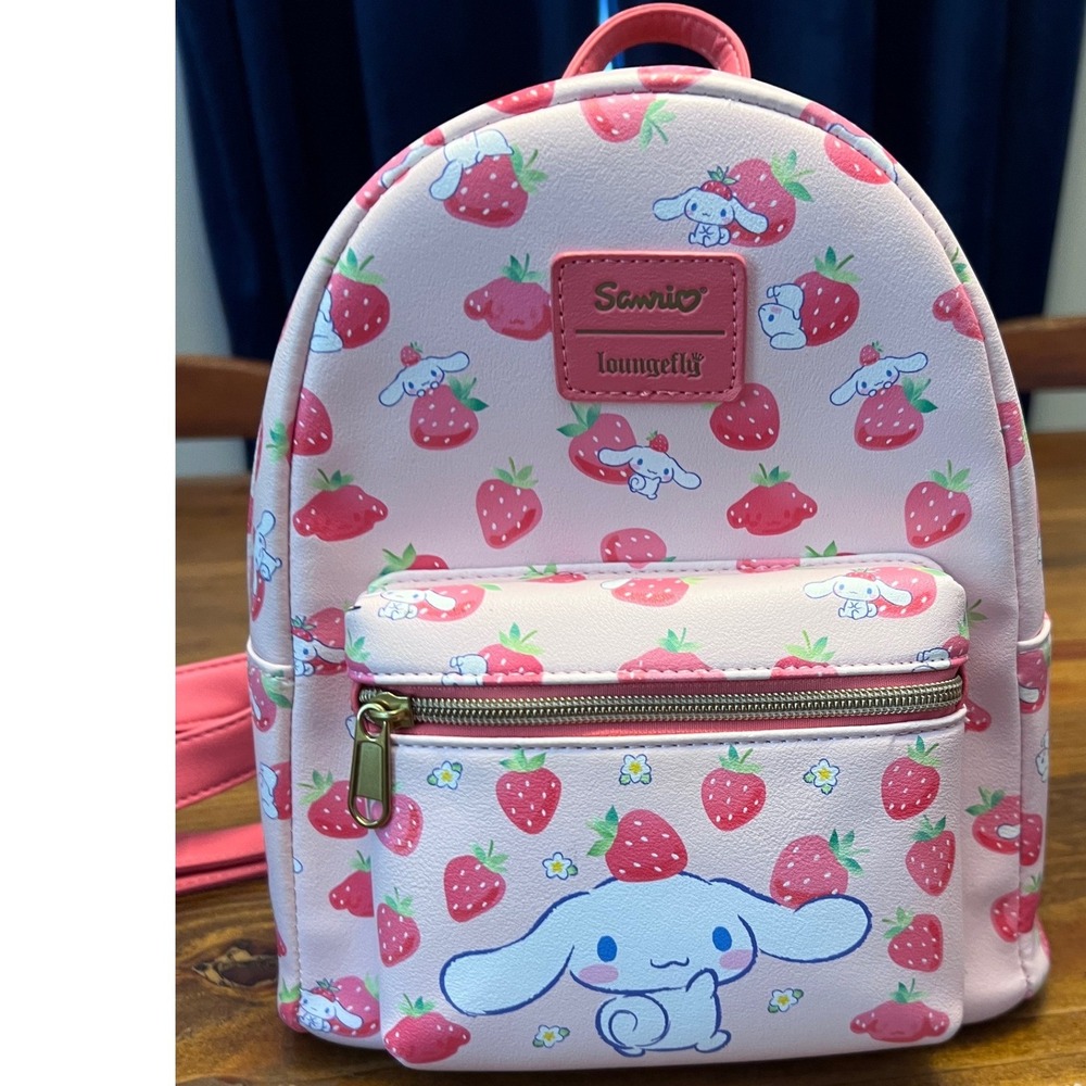 Loungefly Cinnamoroll Mini Backpack Pink Strawberry Print Good Preownedโ